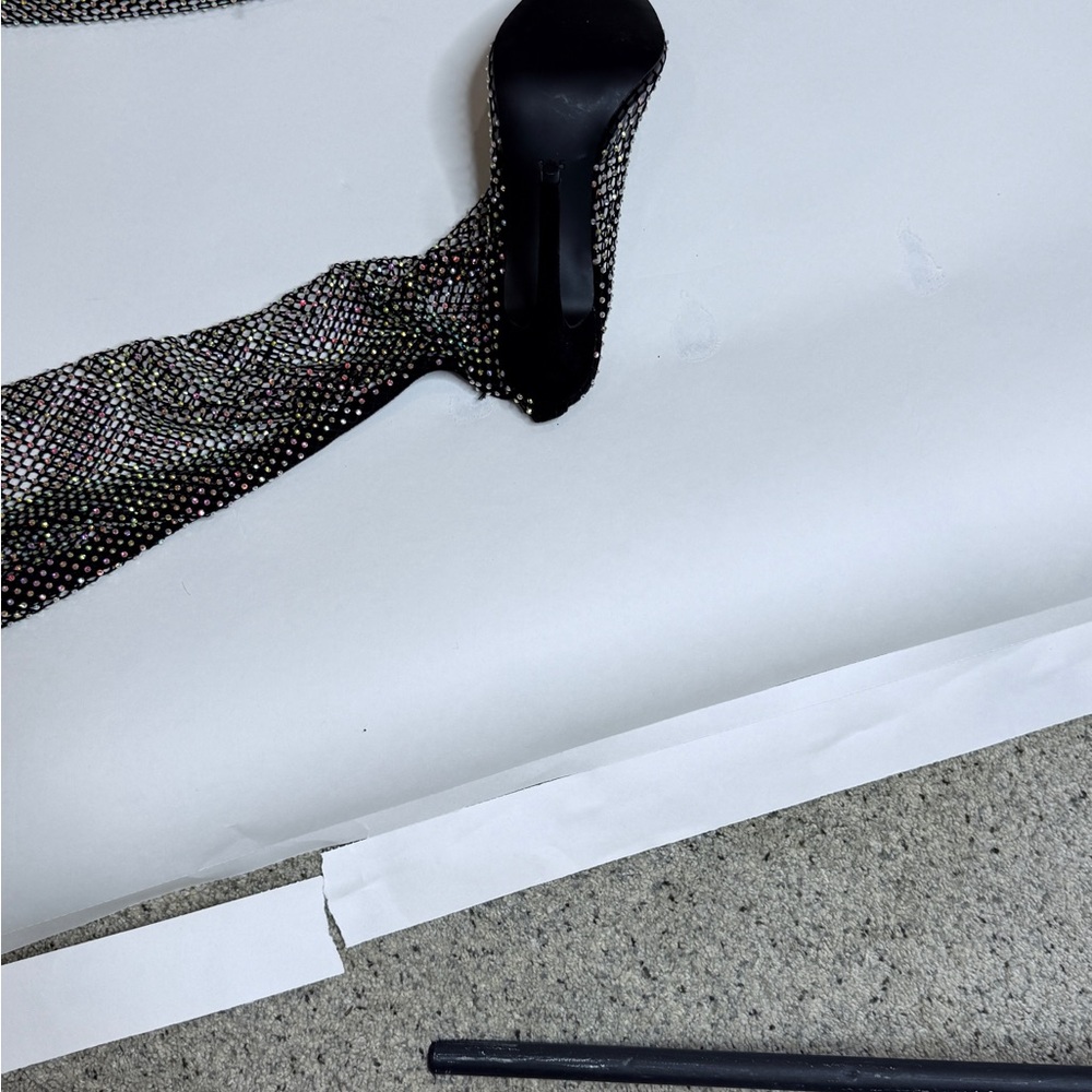 Black Rhinestone Mesh Boots - Picture 4 of 4
